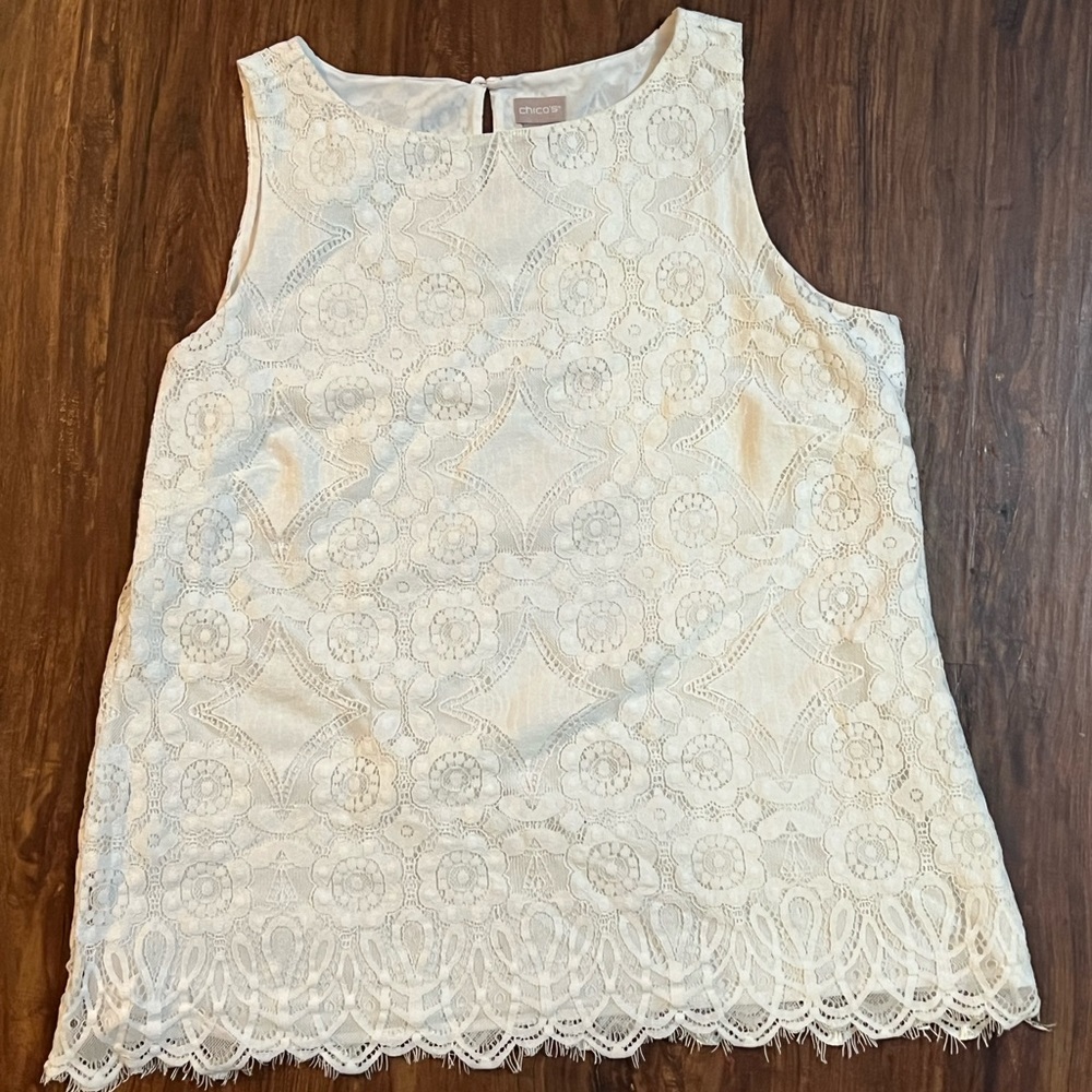 Chicos White Lace Top size 2